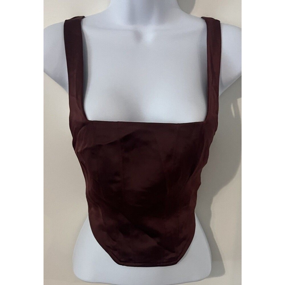 Satin Corset Top Square Neck Smocked Back Cropped Whimsigoth, coquette Size XS
